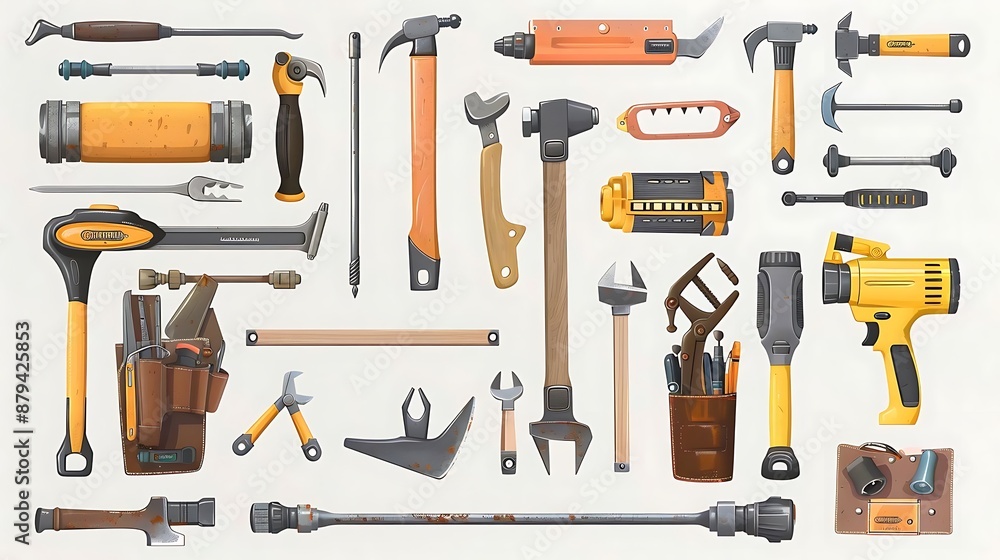 Illustration of Various Tools, Construction Tools Illustration of Various Tools, Construction Tools