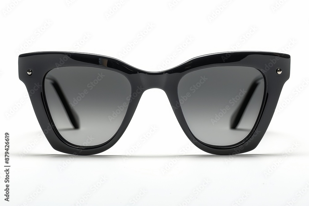 Sleek and modern sunglasses with dark lenses and thin frame on white background Sleek and modern sunglasses with dark lenses and thin frame on white background