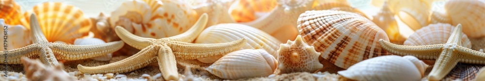 Obraz premium seashells widescreen background.