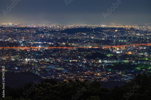 油山の片江展望台から望む福岡の夜景