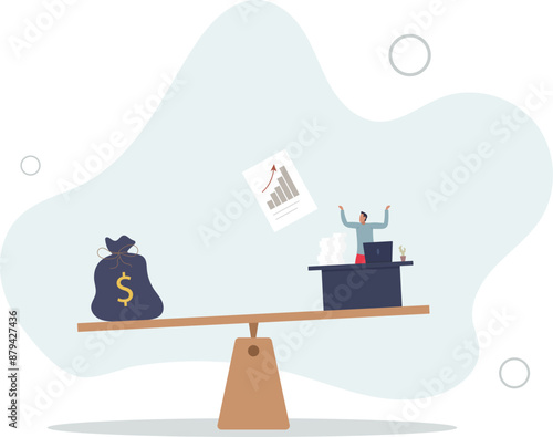 Wages, salary or income, work hard for money or incentive motivate to work overtime, overworked and life balance concept.flat design.illustration with people.