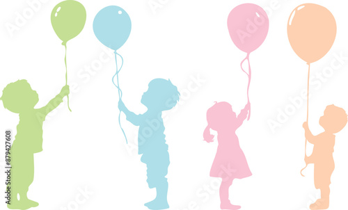 silhouette of child holding balloon