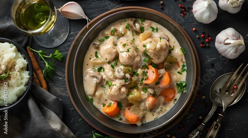 Chicken fricassee is tender pieces of chicken stewed picture
