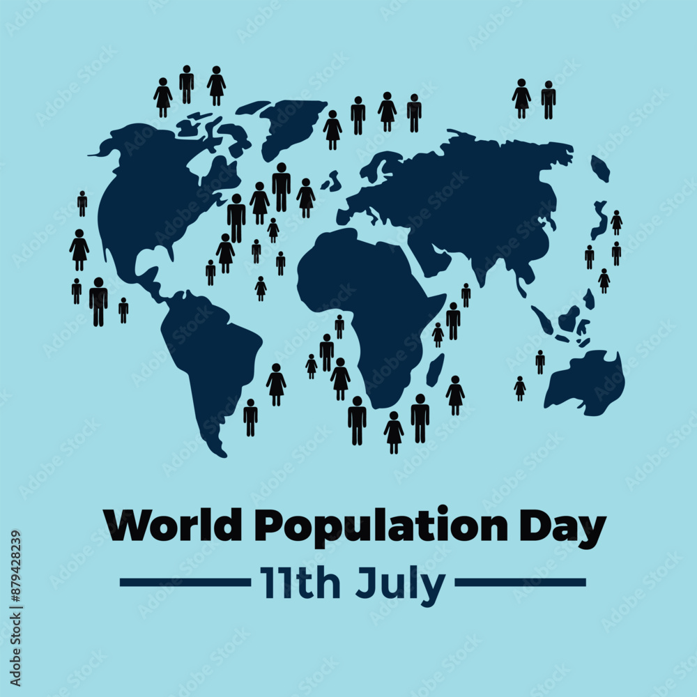 Fototapeta premium world population art vector illustration on sky blue background