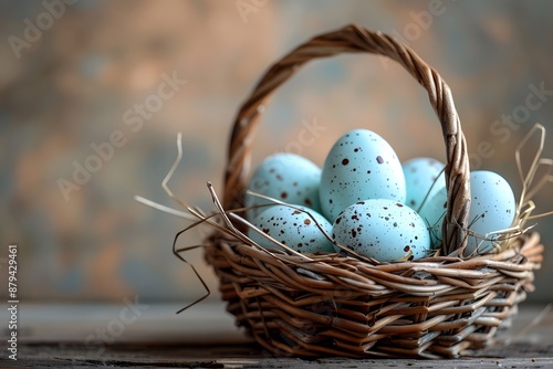 Wallpaper Mural Rustic Basket of Speckled Blue Eggs Torontodigital.ca