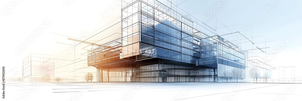 Modern Architecture Building Sketch Illustration Modern Architecture Building Sketch Illustration