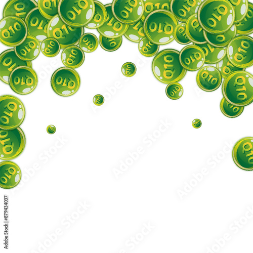 Vitamin Q10 round capsules scattered randomly.