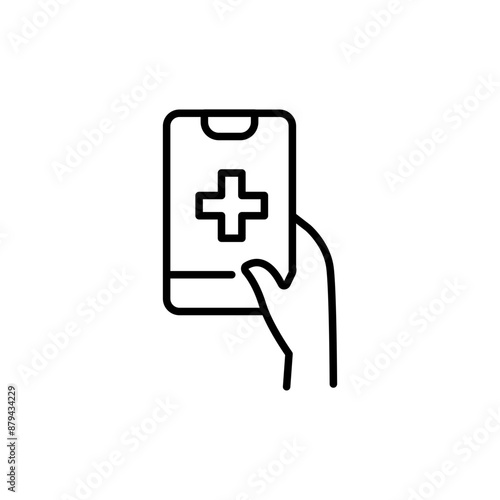 Medical app outline icons, minimalist vector illustration ,simple transparent graphic element .Isolated on white background