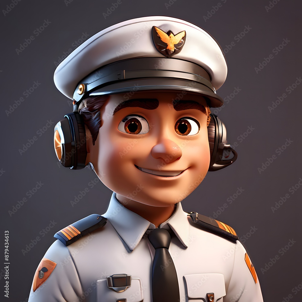 3D cartoon character Flight pilot 3D cartoon character Flight pilot