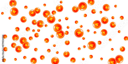 Vitamin A round capsules scattered randomly.