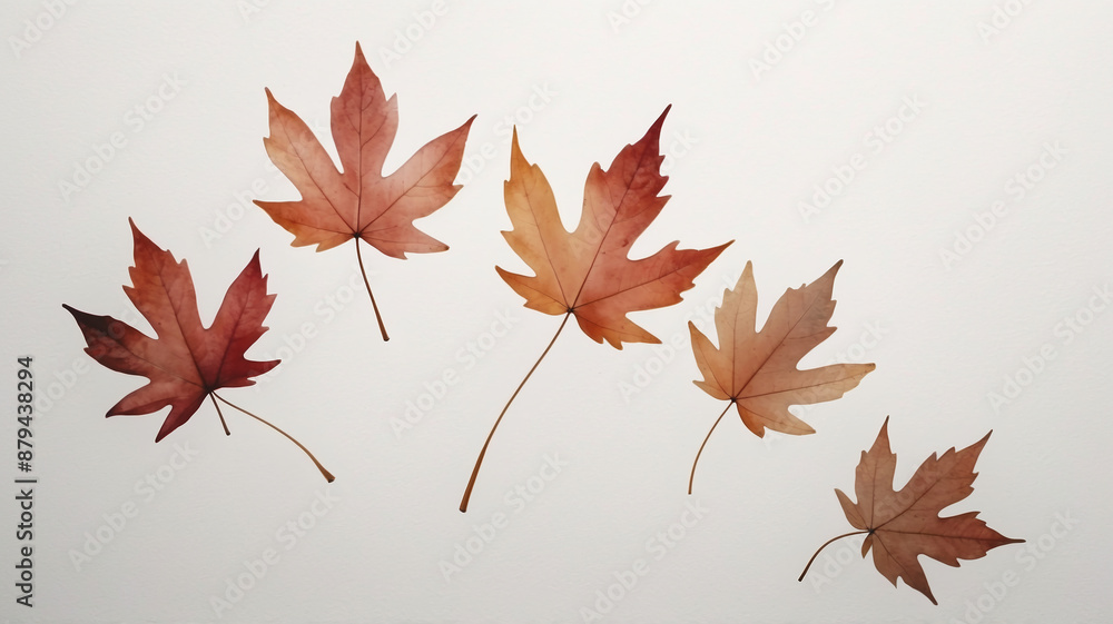 Fototapeta premium autumn leaves on a neutral background minimalism.AI generated