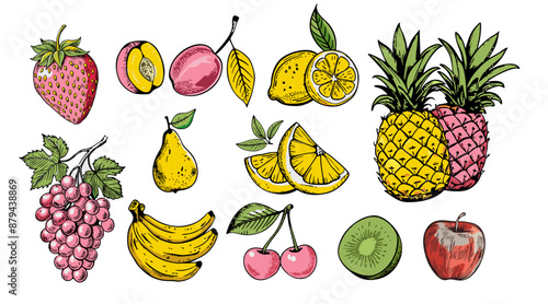 Vector set of fruit illustrations