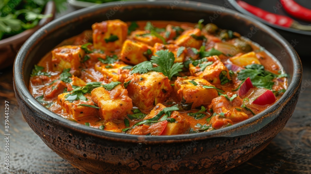 Top View of Paneer Tikka Masala, a Popular Indian Curry Top View of Paneer Tikka Masala, a Popular Indian Curry