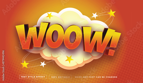 Wow Speech bubble Comic Cartoon Funny Text Effect editable 