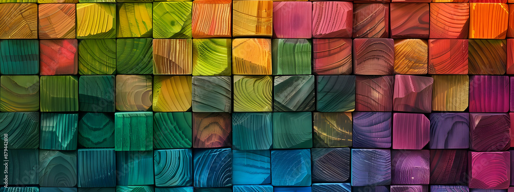 Colorful wooden blocks arranged in a gradient pattern, showcasing various bright hues and wooden textures. Perfect for background or artistic purposes. Colorful wooden blocks arranged in a gradient pattern, showcasing various bright hues and wooden textures. Perfect for background or artistic purposes.