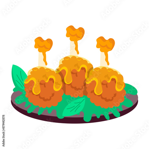 Fried sticks sticker in flat style 


