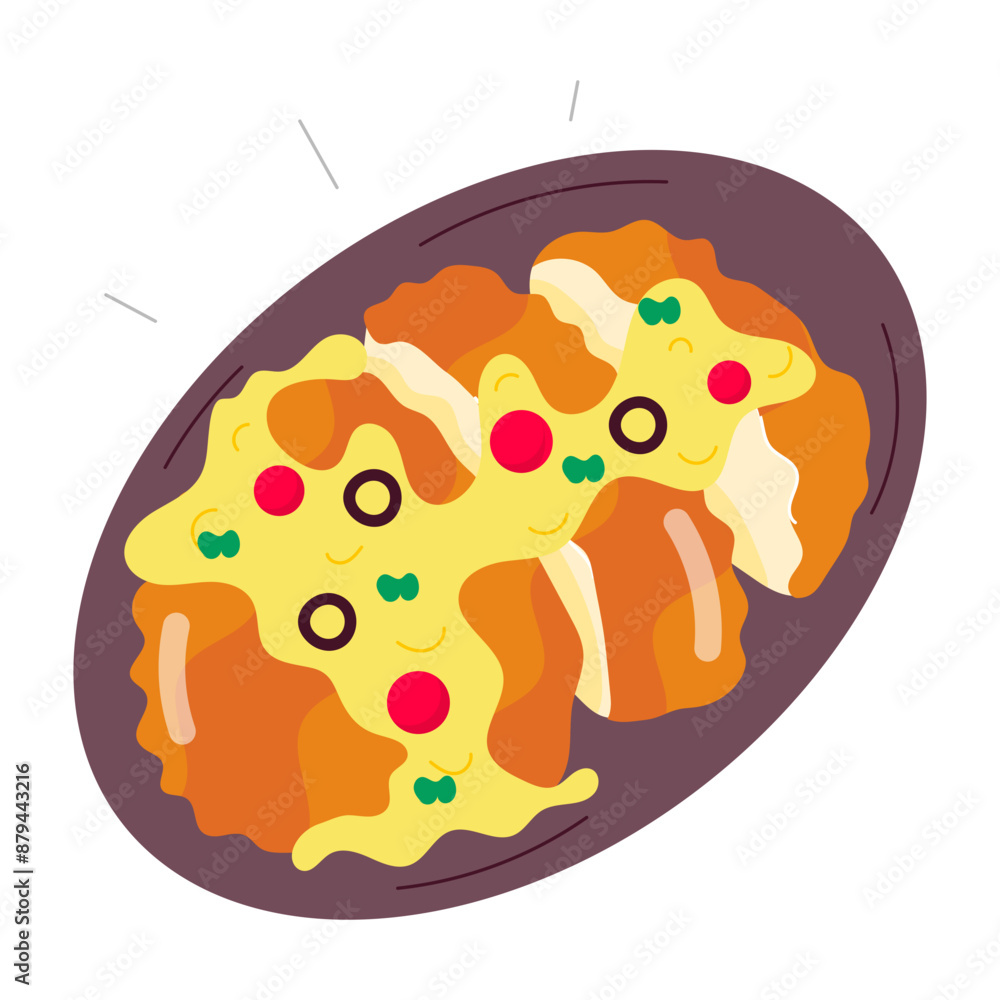 Hot dumplings with sauce, flat style sticker
Hot dumplings with sauce, flat style sticker