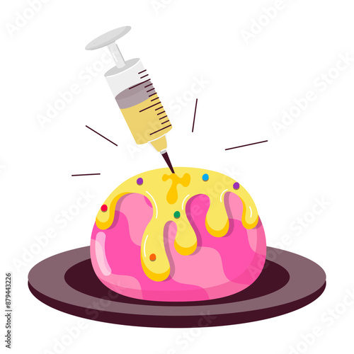 Hot dumplings with sauce, flat style sticker 

