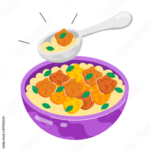 Hot dumplings with sauce, flat style sticker 

