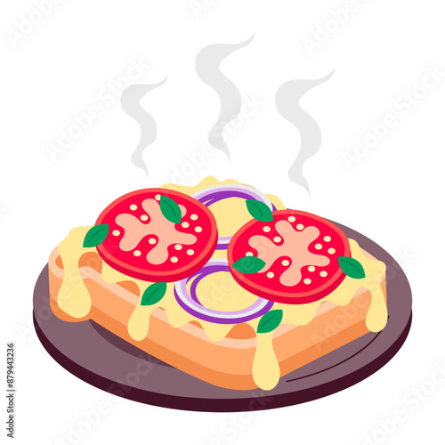 Hot dumplings with sauce, flat style sticker 

