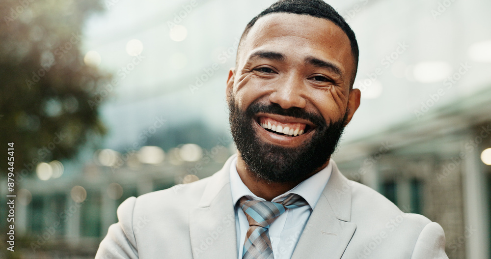 City, laugh and portrait of business man on morning commute, travel and journey to office. Professional, corporate and face of entrepreneur with confidence, company pride and job opportunity City, laugh and portrait of business man on morning commute, travel and journey to office. Professional, corporate and face of entrepreneur with confidence, company pride and job opportunity