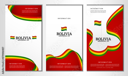Bolivia Independence Day. Banner set. Vector Illustration.
