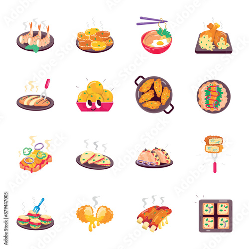 WebPack of 16 Tasty Snacks Flat Stickers 

