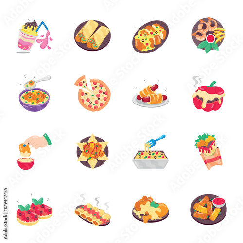 WebBundle of Food Items Flat Stickers 

