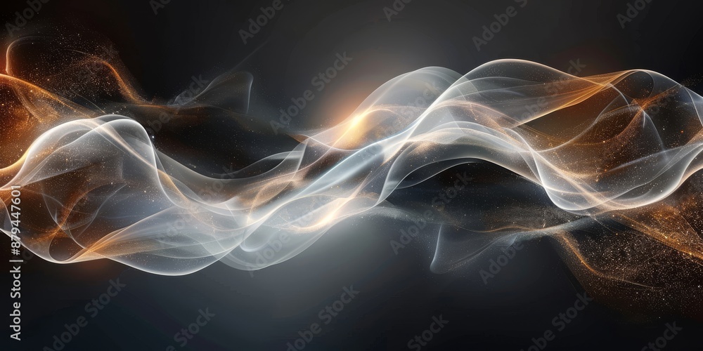 Fototapeta premium Create a captivating visual effect with a harmonious blend of white and gold, forming elegant abstract waves