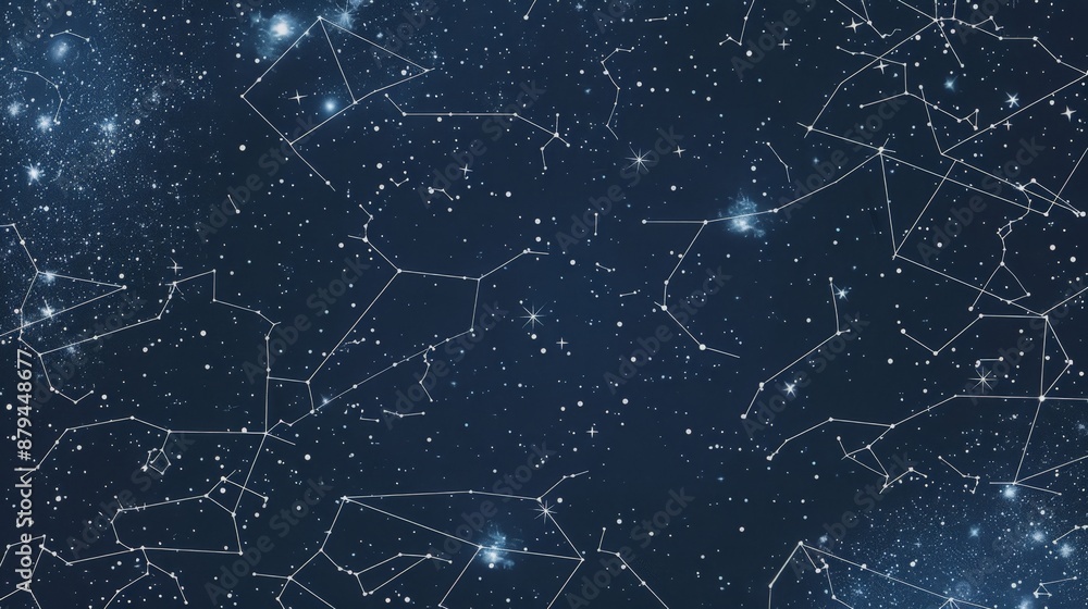 A navy blue background with faint, white constellations mapped out, creating a celestial theme A navy blue background with faint, white constellations mapped out, creating a celestial theme