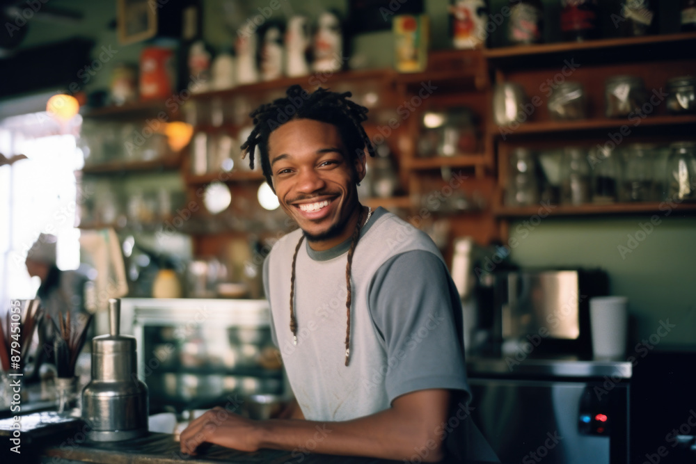 Handsome restaurant manager at the counter. Handsome restaurant manager at the counter.