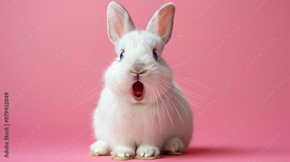 Portrait of a white cute rabbit with surprised expression on a pink background,surprised looking rabbit .Generative AI
Portrait of a white cute rabbit with surprised expression on a pink background,surprised looking rabbit .Generative AI