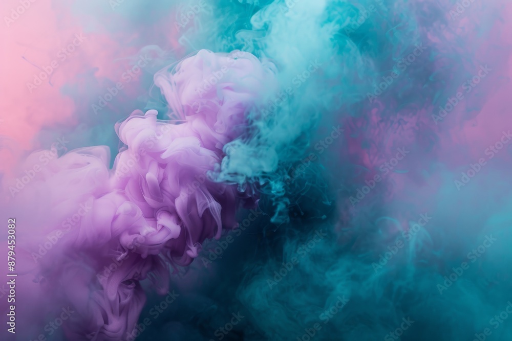 From the middle of the bluish-pink smoke, white clouds erupt, fly up and mix with the total mass.. Beautiful simple AI generated image in 4K, unique. From the middle of the bluish-pink smoke, white clouds erupt, fly up and mix with the total mass.. Beautiful simple AI generated image in 4K, unique.