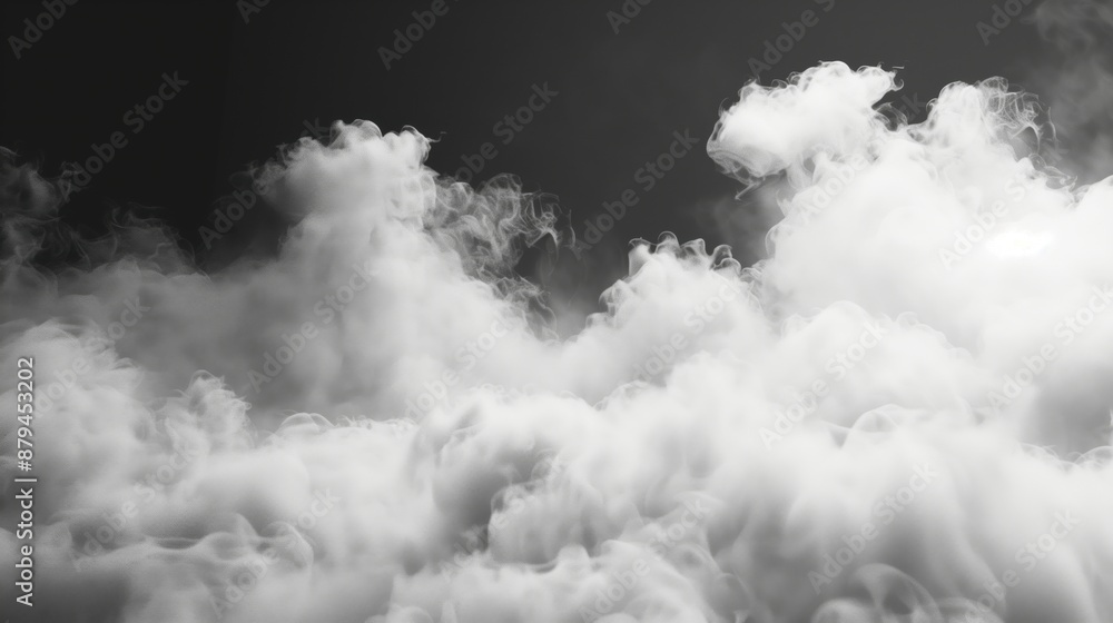 White fluffy clouds on a black background. Cloudscape. White fluffy clouds on a black background. Cloudscape.