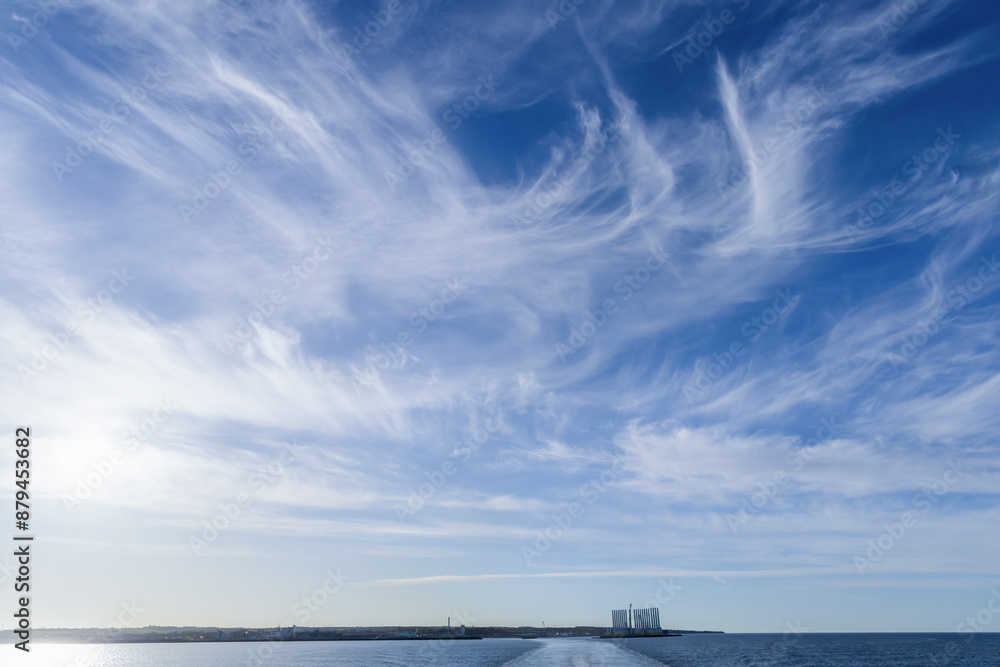 Blue sky background with white fluffy clouds. High quality photo Blue sky background with white fluffy clouds. High quality photo