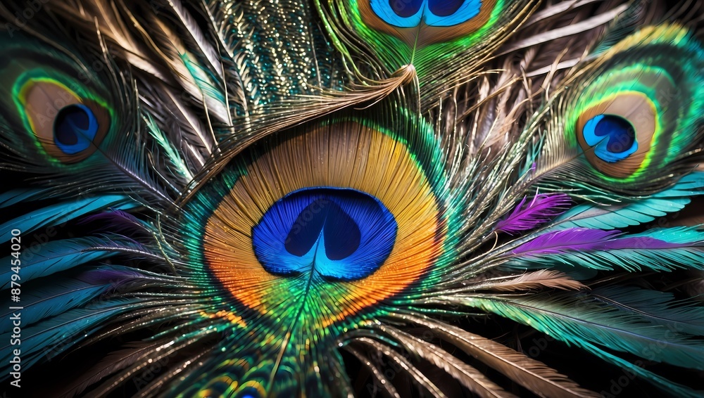 Fototapeta premium Closeup of Peacock Feathers.