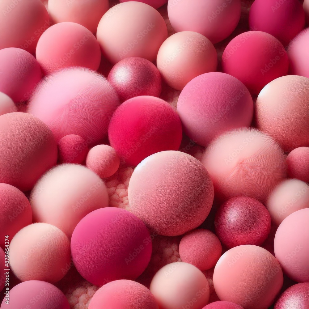 a bed with pink and white balls of pink and white candy.
a bed with pink and white balls of pink and white candy.
