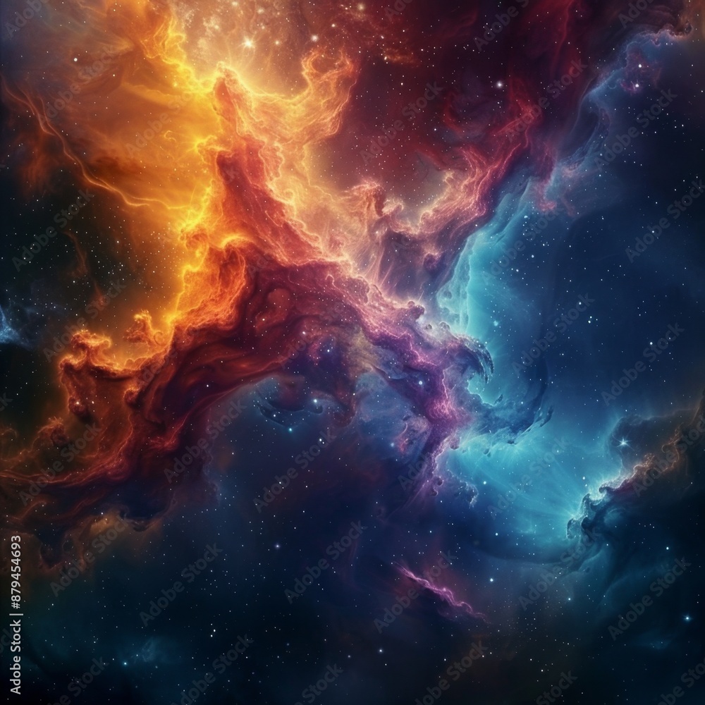 Obraz premium Abstract Colorful Lightning Cloud Background: Stunning Ethereal Art for Mobile and Computer Wallpapers, Featuring Beautiful Curved Patterns and Abstract Scenic Art, High-Resolution AI-Generated