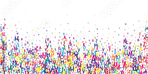 Scattered letters of latin alphabet. Colorful