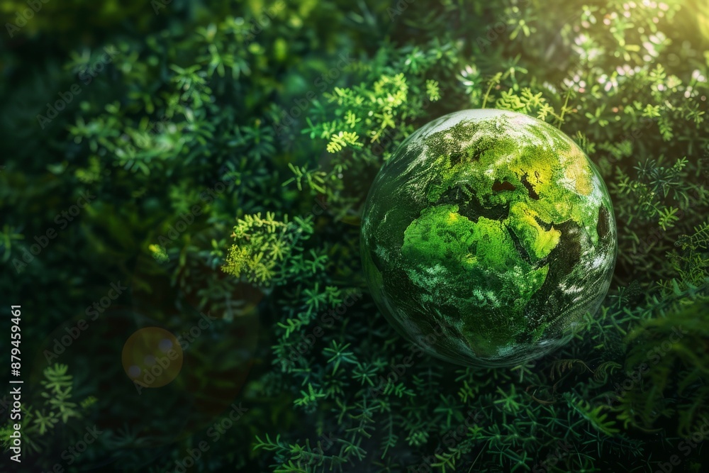 Earth-themed decorations featuring a globe-shaped tree amidst a green environment. Beautiful simple AI generated image in 4K, unique. Earth-themed decorations featuring a globe-shaped tree amidst a green environment. Beautiful simple AI generated image in 4K, unique.