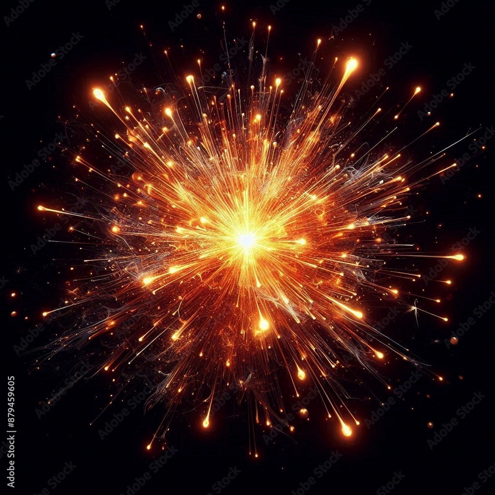 A Fire starburst-fireball spark with black background A Fire starburst-fireball spark with black background
