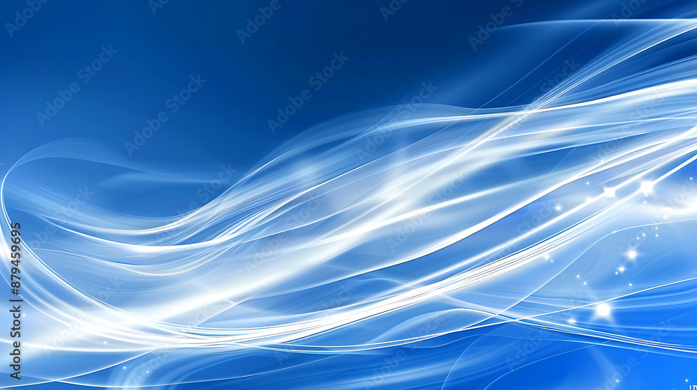 Fototapeta premium Blue Symphony: Abstract Light Waves