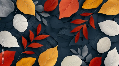 Abstract background of colorful nature scenes featuring vibrant floral patterns of autumn foliage displaying an array of warm and rich colors that epitomize the beauty of the fall season