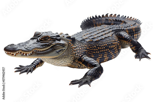 crocodile with isolated white transparent background photo