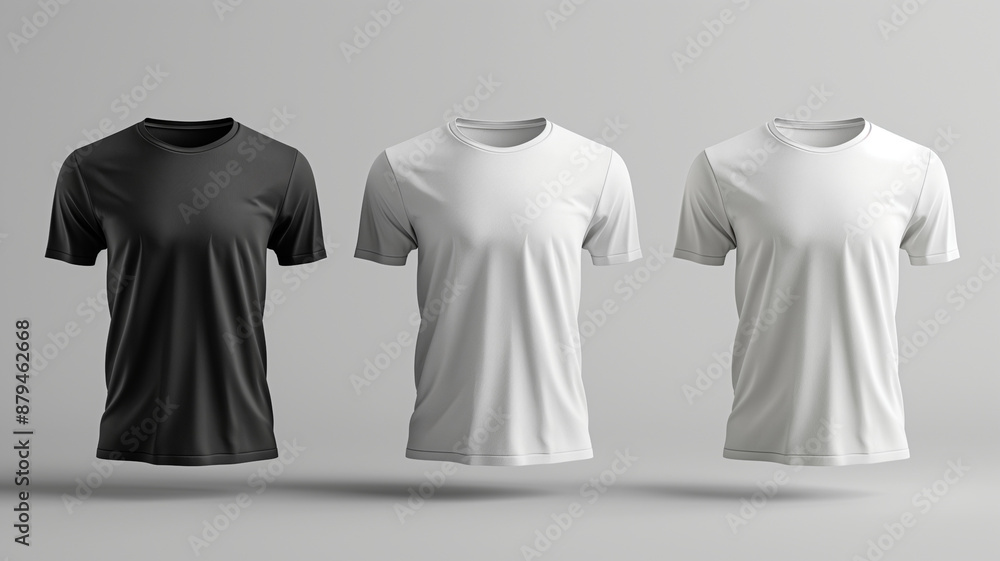 T shirt template with many angles on white background T shirt template with many angles on white background