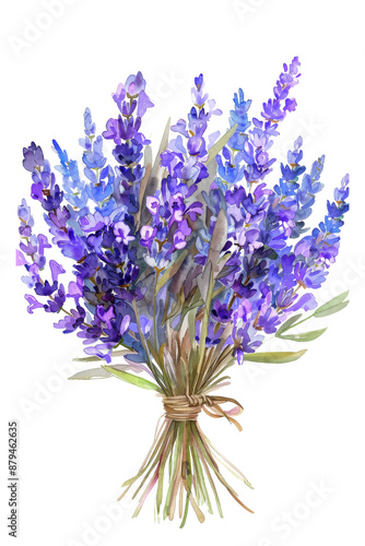 Watercolor Bouquet of Lavender Flowers photo