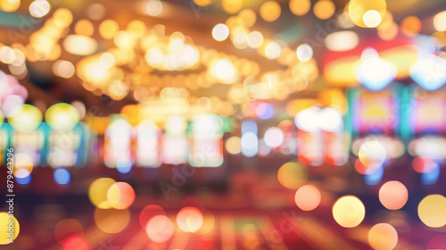 Wallpaper Mural Abstract and Blurred Bokeh Background of a Casino with Poker Chips. - Defocused Backdrop.  Torontodigital.ca