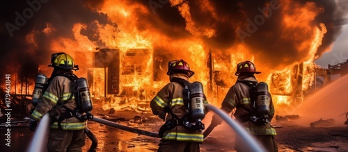 Firefighters Battling a Fierce Blaze © gufron