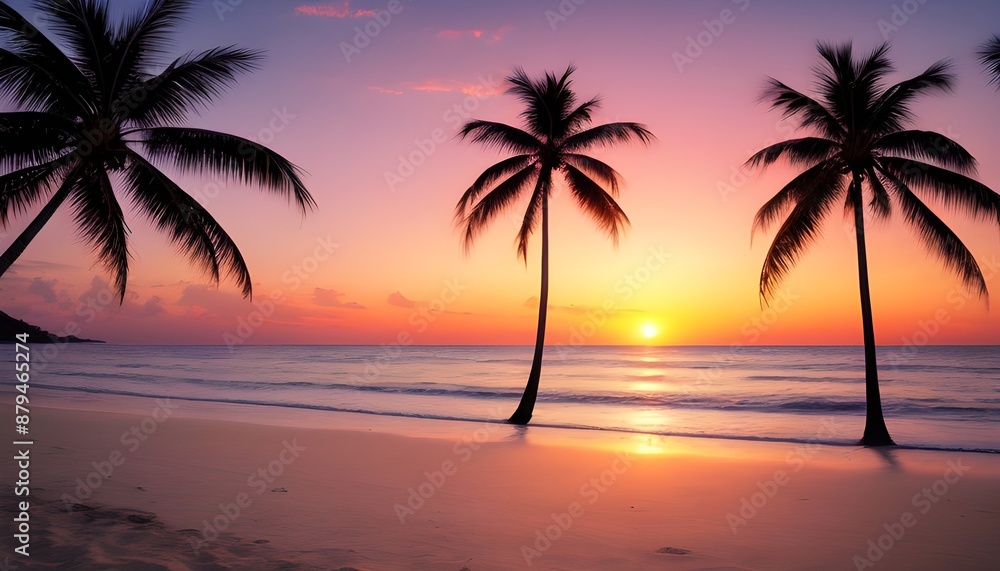 Landscape of paradise tropical island beach sunset Landscape of paradise tropical island beach sunset