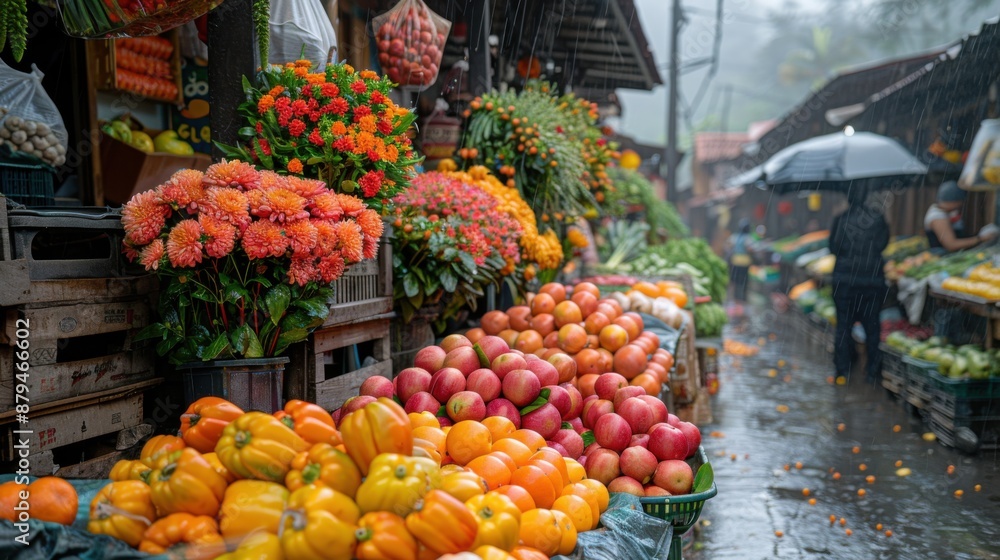 Vibrant Open-Air Market with Fresh Produce and Lively Vendors - Capturing a Cheerful Atmosphere with Fujifilm X-T4 Vibrant Open-Air Market with Fresh Produce and Lively Vendors - Capturing a Cheerful Atmosphere with Fujifilm X-T4